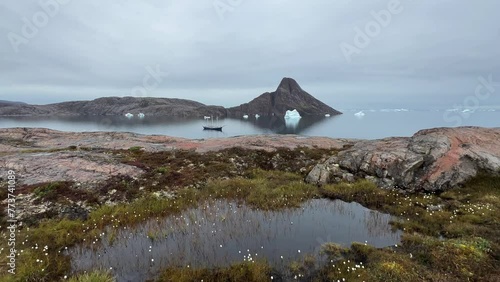 Three-masted schooner in the fjord at Bear Islands. Scoresbysund, Greenland. photo