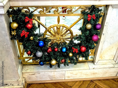 New Year's decoration of openwork railings
