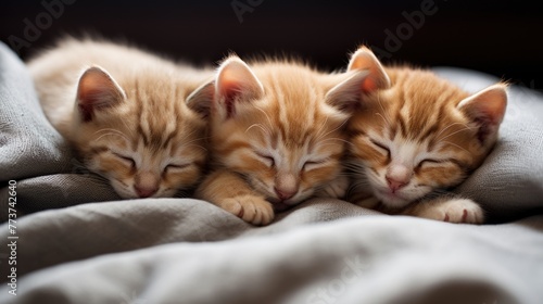 Three Sleeping Ginger Kittens