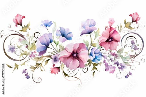watercolor of sweet pea clipart with pastel-color. on White Background. Clipart for Mother's Day, 8 March, Women's Day. Ideal for print, invitation, greeting card.