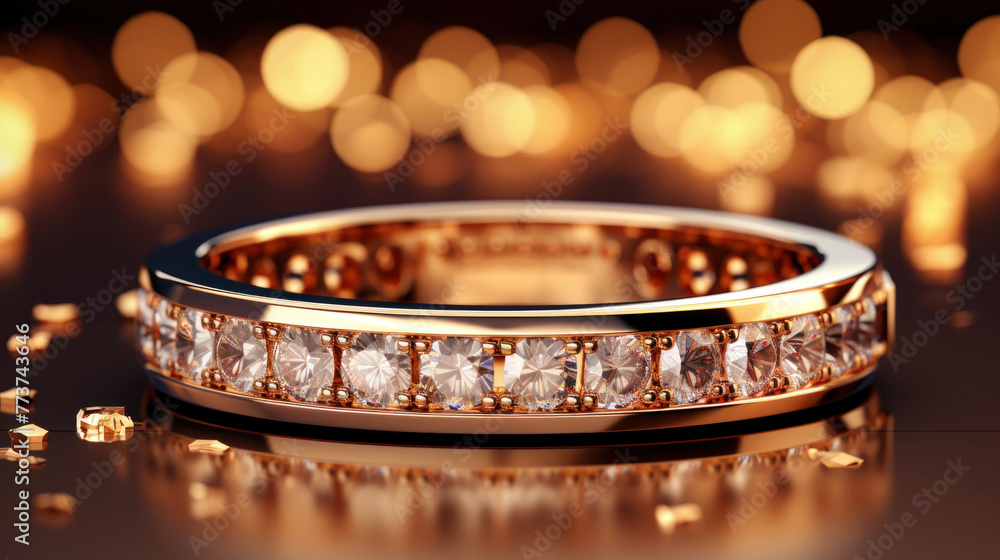 Minimalistic image of a diamond ring in the center with studio lighting and places to copy. Generative AI Minimalistic image of a diamond ring in the center with studio lighting and places to copy. Generative AI