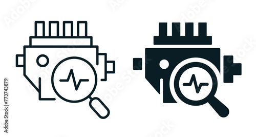Diagnosis high pressure fuel pump icons. Vector illustration isolated on white.