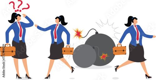 Social phobia, social distance, suspicion or mistrust, strained interpersonal relationships, bombs between every businesswoman