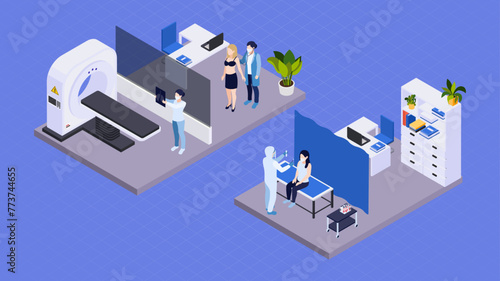 Medical Checkup isometric vector illustration. Medical Procedures 3d isometric Illustration