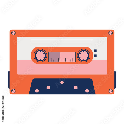 Retro Cassette Tape. Classic Audio and Music. Isolated on White Background.