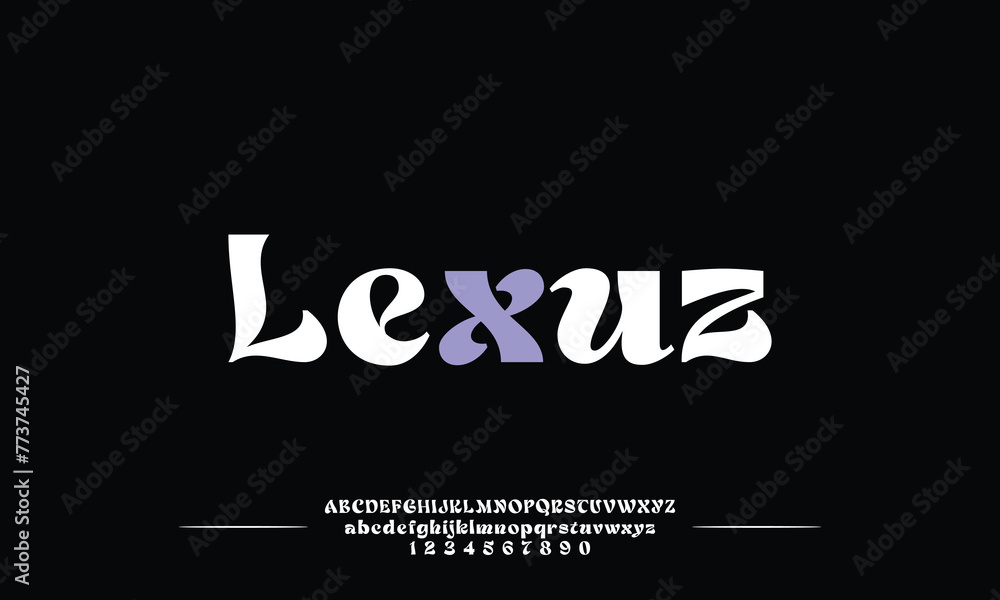 Lexuz is Elegant awesome alphabet letters font and number. Classic Lettering Minimal Fashion Designs. Typography fonts regular uppercase and lowercase. vector illustration