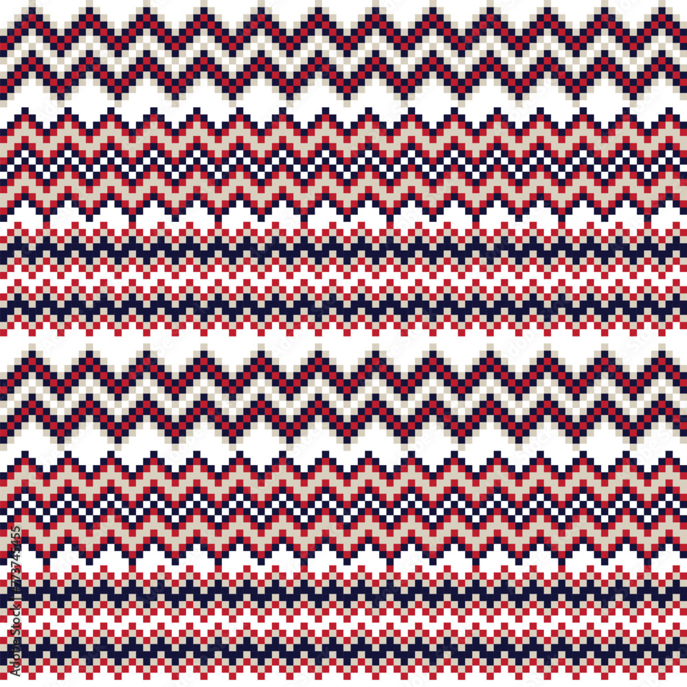 Red Chevron Fair Isle Seamless Pattern Design Red Chevron Fair Isle Seamless Pattern Design