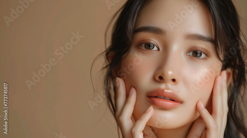 a beautiful asian woman with healthy skin for cosmetic concept photo