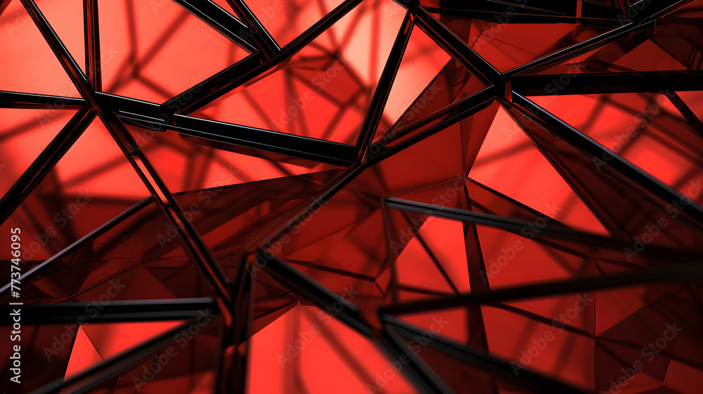 Fototapeta premium Digital red triangle geometric figure poster web page PPT background