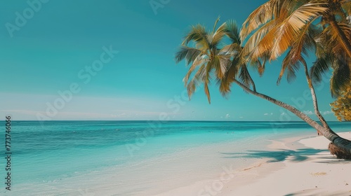 Beach with white sand and turquoise water  AI generated Image