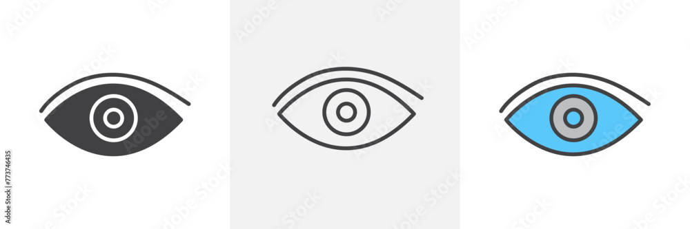 Optical Eye and Vision Icon Set. Human Eyeball Representation and Sight Symbols. Optical Eye and Vision Icon Set. Human Eyeball Representation and Sight Symbols.