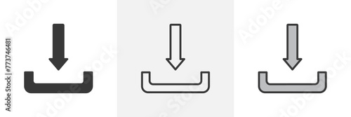 Web Download and Digital File Icon Set. Arrow Button for Online Access.