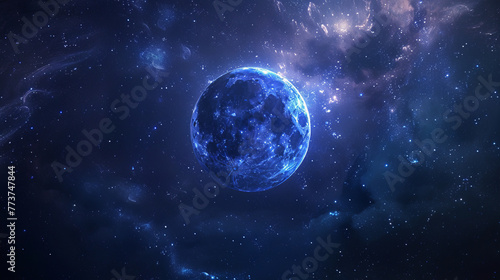 A mesmerizing and vibrant blue planet surrounded by a galaxy of stars  symbolizing mystery and the infinite universe