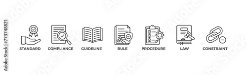 Regulation banner web icon vector illustration concept with icon of standard, compliance, guideline, rule, procedure, law and constraint