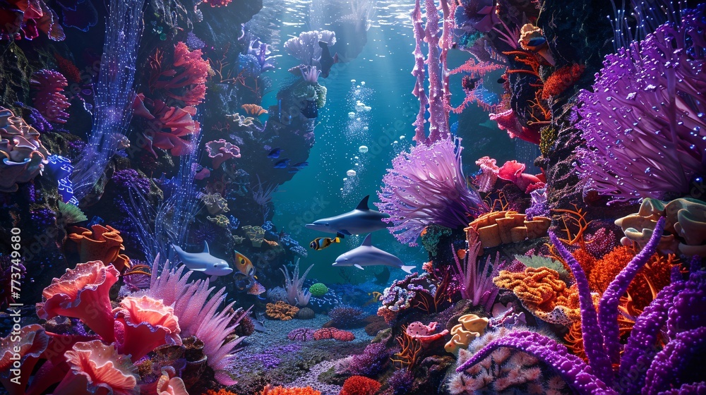 Underwater Extravaganza  A Mesmerizing Aquatic Ballet with Marine Creatures and Coral Kingdoms