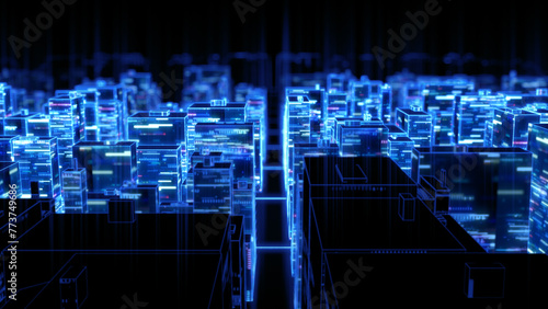 Obraz na płótnie Digital city communication network technology abstract background.