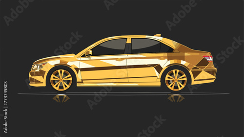 Golden car icon vector. golden sedan car 
