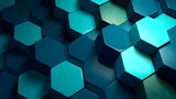 Digital blue and green mosaic hexagon geometric poster web page PPT background