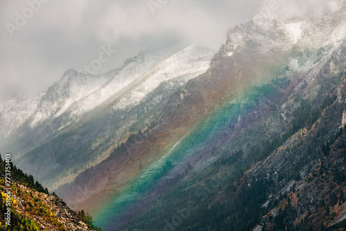 Rainbow over Blodgett Canyon mountains in Hamilton  MT