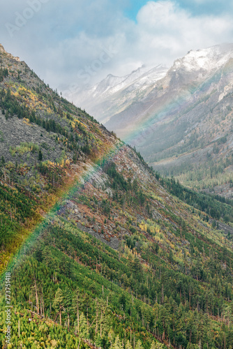 Rainbow over Blodgett Canyon and Bitterroot Mountains photo