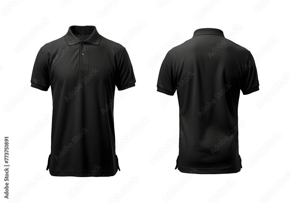 Black blank polo t shirt template isolated on white and transparent ...