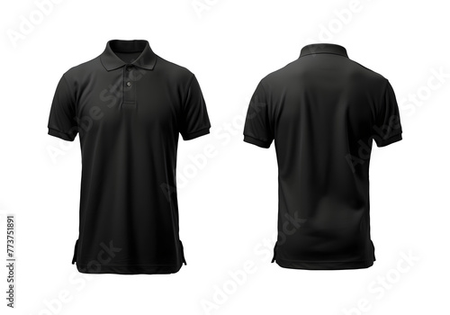 Black blank polo t shirt template isolated on white and transparent background with clipping path.