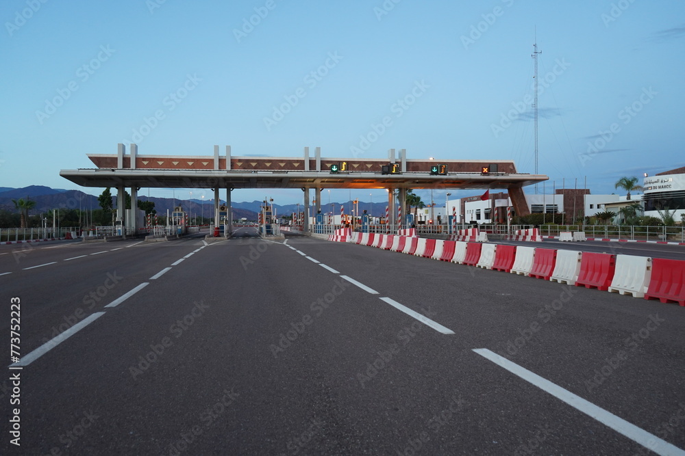 A checkpoint on a highway in Morocco.