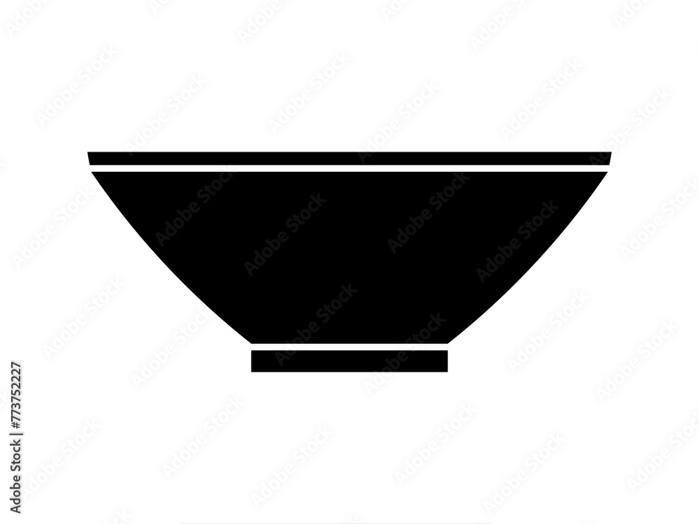ラーメンどんぶりアイコンD:黒 ラーメンどんぶりアイコンD:黒