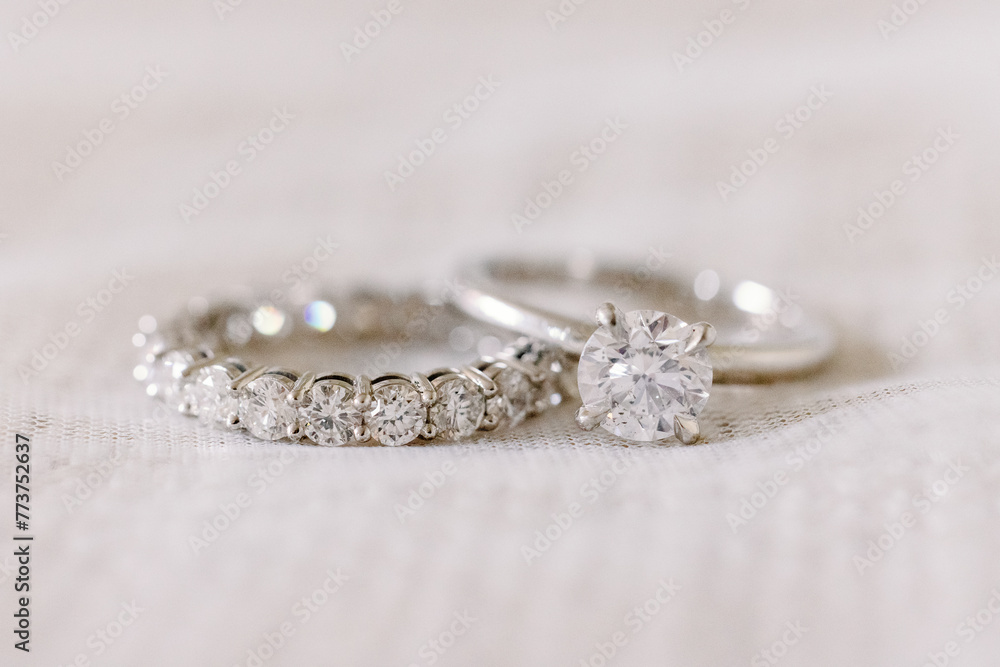 Fototapeta premium Close-up of elegant wedding rings