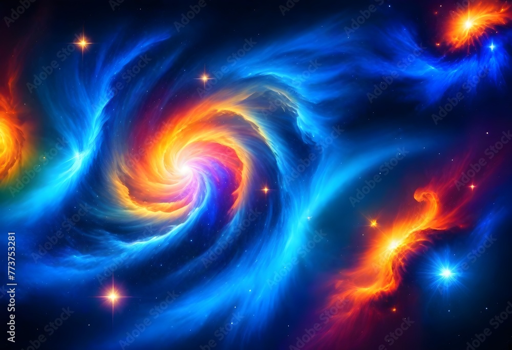 A cosmicinspired artwork featuring vibrant nebulae