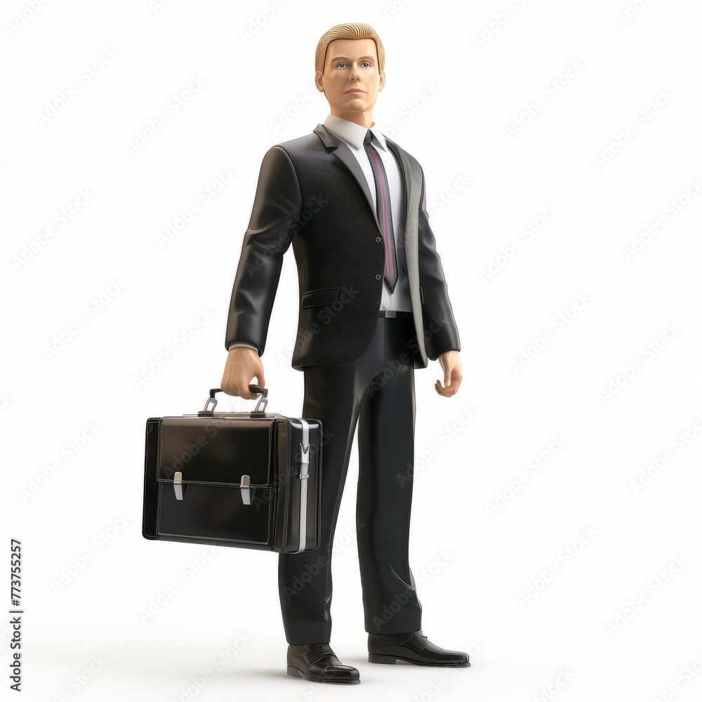 3D Render of a businessman in a suit standing with a briefcase in hand, on isolated white background, Generative AI 3D Render of a businessman in a suit standing with a briefcase in hand, on isolated white background, Generative AI