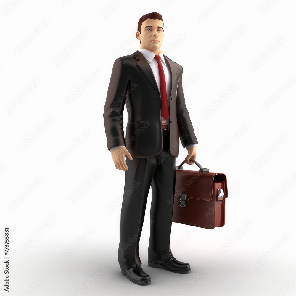 3D Render of a man in business attire standing proudly with a briefcase, on isolated white background, Generative AI 3D Render of a man in business attire standing proudly with a briefcase, on isolated white background, Generative AI