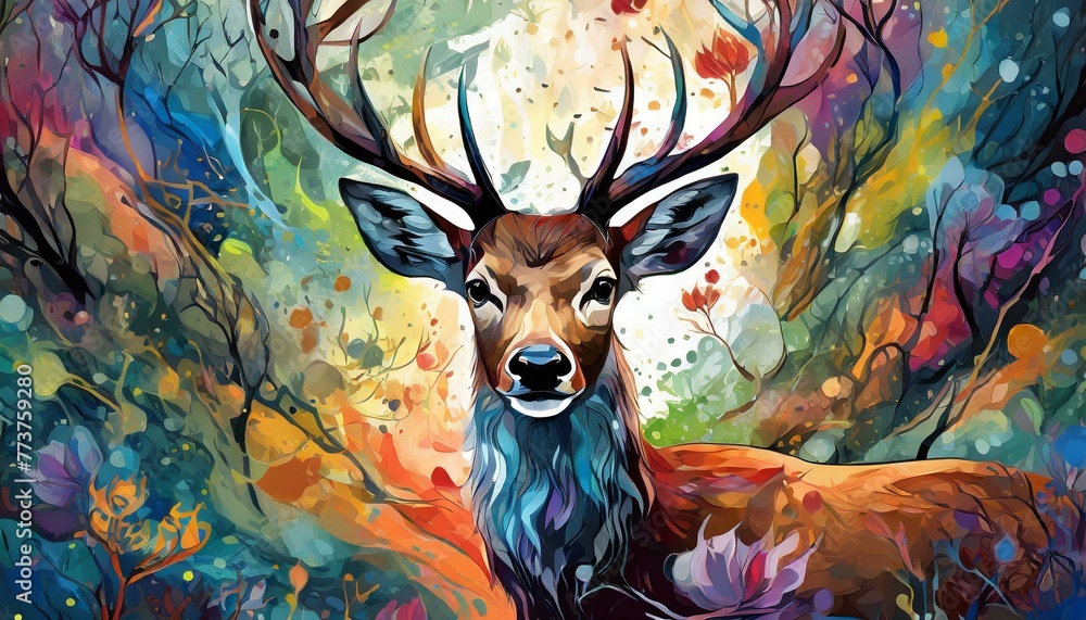 Majestic Wilderness: Stunning Deer Artwork in Natural Habitat