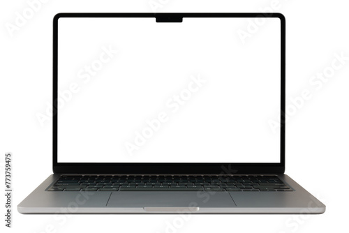 Isolated laptop mockup with transparent screen and no background