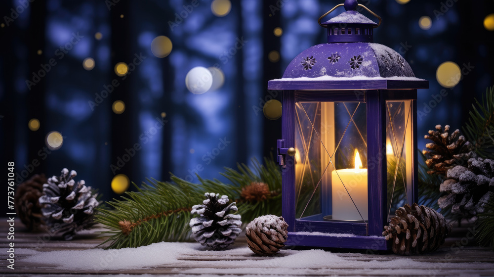 Arab lamp with christmas fir tree ornament on wooden snow background, concept of Ramadan Kareem and Merry christmas greeting card design Arab lamp with christmas fir tree ornament on wooden snow background, concept of Ramadan Kareem and Merry christmas greeting card design