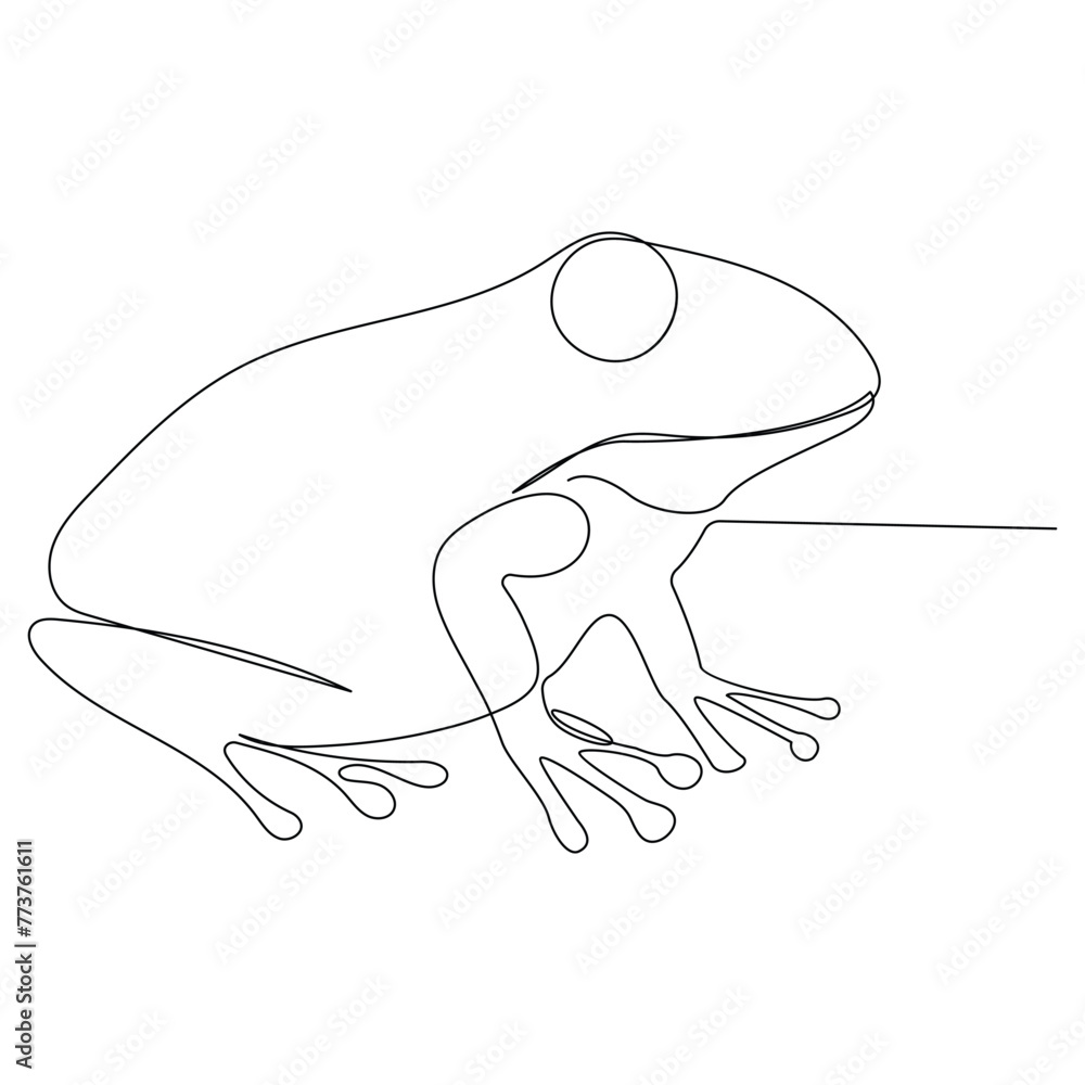 Fototapeta premium Frog continuous one line art drawing minimalist design vector and illustration