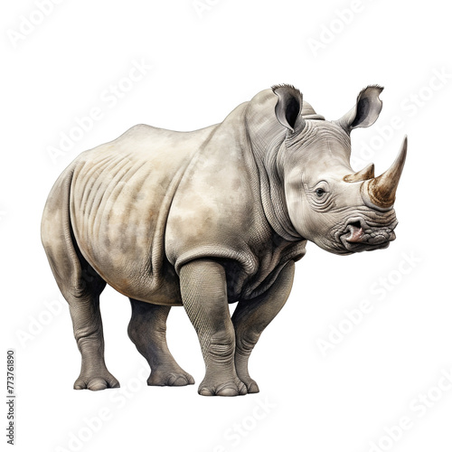 Rhino watercolor clipart illustration isolated on transparent background © Thuy Nguyen