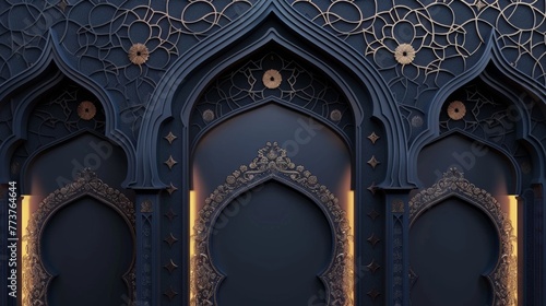Ramadan Realistic three-dimensional arabic ornamental background 