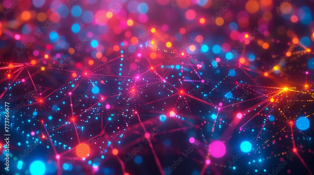 A colorful array of interconnected nodes in a digital network