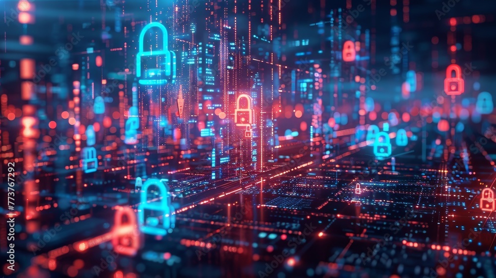 Digital Vigilance: Social Media Security Signs and Lock Symbol Digital Vigilance: Social Media Security Signs and Lock Symbol