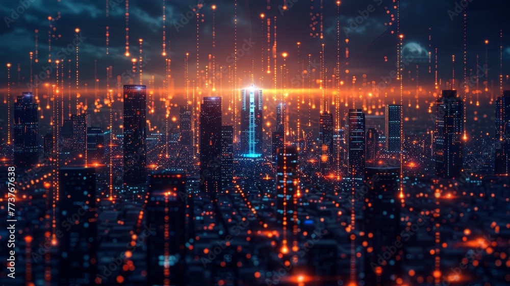 A digital metropolis showcasing the evolution of urban development A digital metropolis showcasing the evolution of urban development