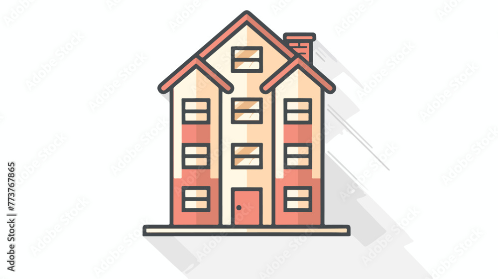 Building house flat icon with long shadow line icon flat