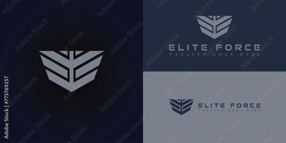 abstract initial wings letter EF or FE in silver color isolated on multiple background colors. The logo is suitable for trucking or transportation business company logo design inspiration template - obrazy, fototapety, plakaty 