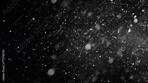 Rain on a black background. Raindrop overlay