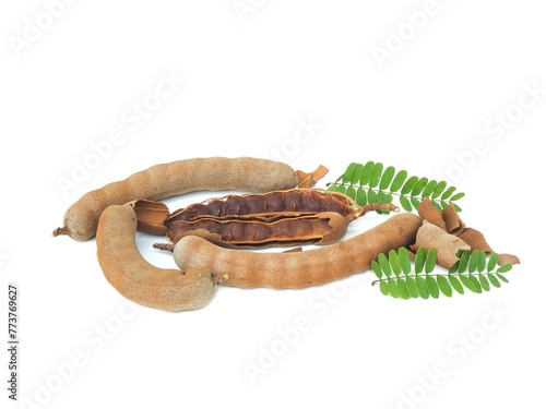 Fresh and perfectly ripe sweet tamarind. Placed isolated on a white background.	