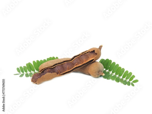 Fresh and perfectly ripe sweet tamarind. Placed isolated on a white background.	
