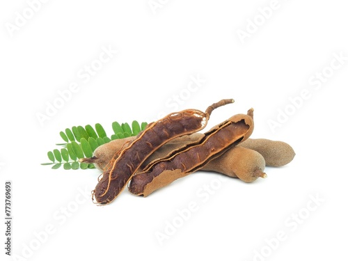 Fresh and perfectly ripe sweet tamarind. Placed isolated on a white background.	