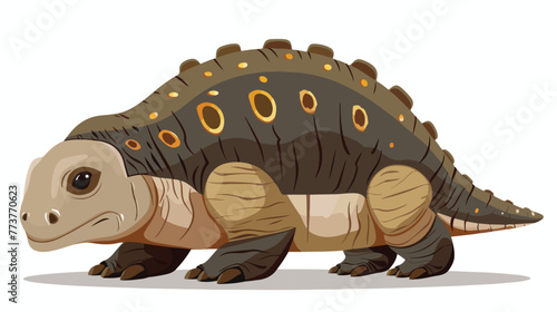 Cartoon glyptodont on white background flat vector isolated