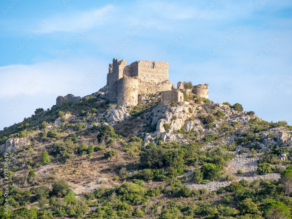 Aguilar Castle, France on a clear afternoon - Landscape shot