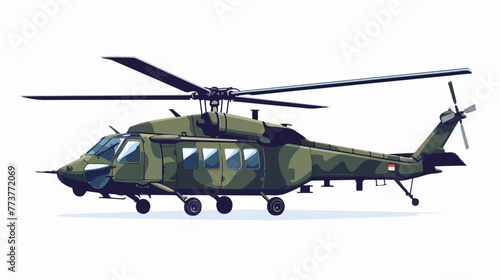 Fototapeta Naklejka Na Ścianę i Meble -  Cartoon military helicopter on white background flat v